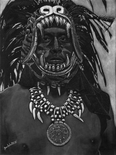Aztec Dancer in Traditional Tiger Headdress black velvet thumb