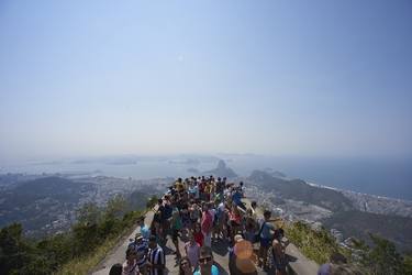 Crowds at the Christ the Redeemer statue overlooking Rio - Limited Edition of 10 thumb