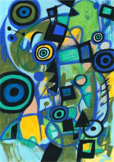 Print of Abstract Expressionism Geometric Paintings by Erika Somoskőy