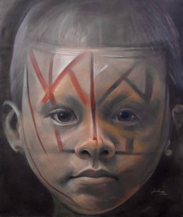 Original Figurative Children Paintings by luis Vargas B