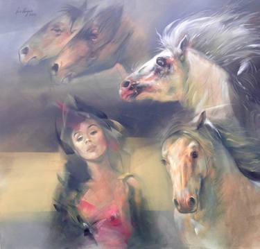 Original Figurative Horse Paintings by luis Vargas B