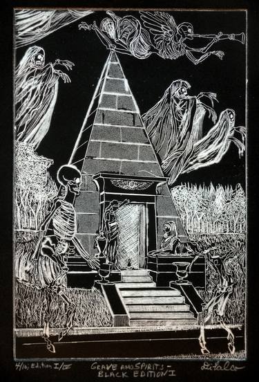 Original Surrealism Mortality Printmaking by Jerry DiFalco