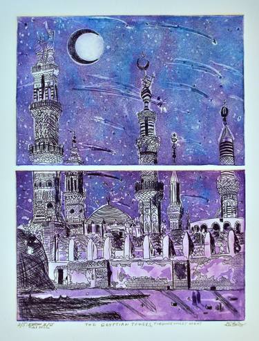 THE EGYPTIAN TOWERS UNDER TURQUOISE VIOLET NIGHT thumb