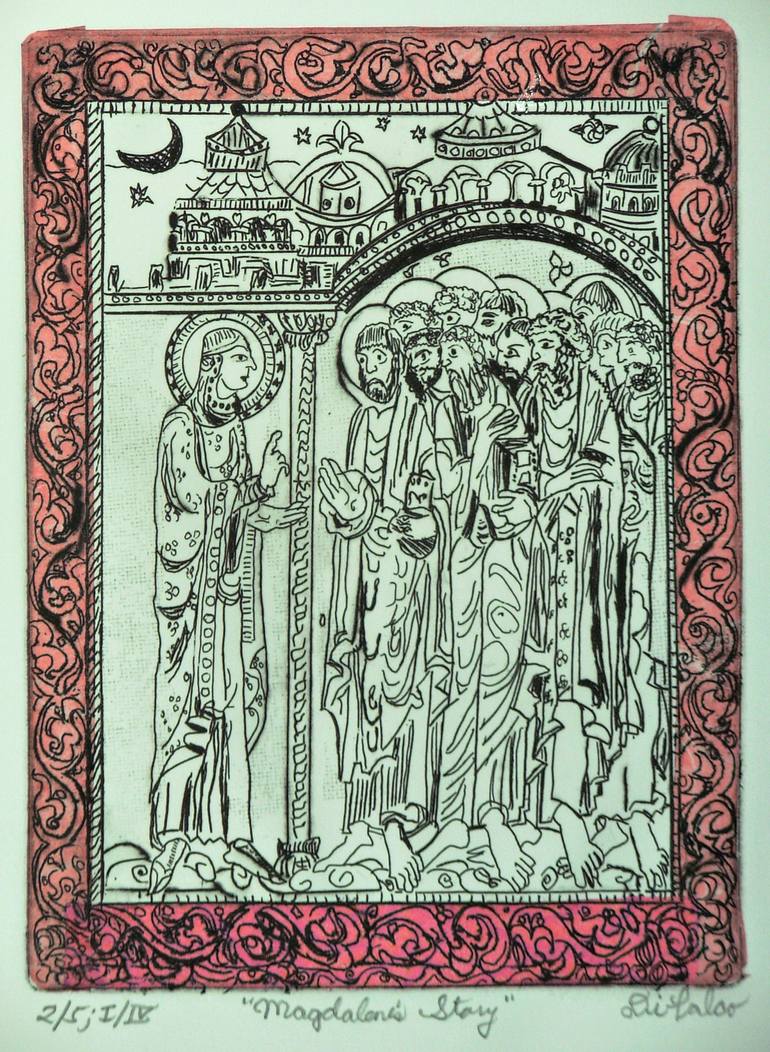 Original Folk Women Printmaking by Jerry Difalco