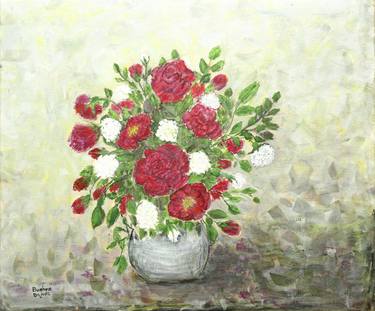 Original Fine Art Floral Paintings by Bushra Bajwa