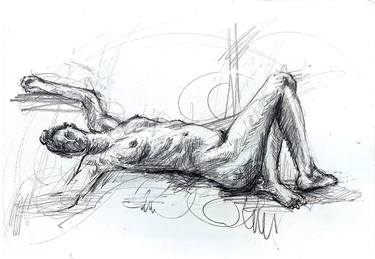 Original Figurative Nude Drawings by Chrystalla Tsiamparta