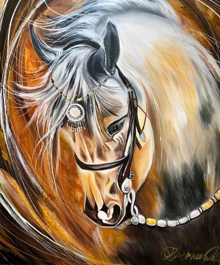 «The White Horse» oil painting, horse, horse, gift Painting by Olga