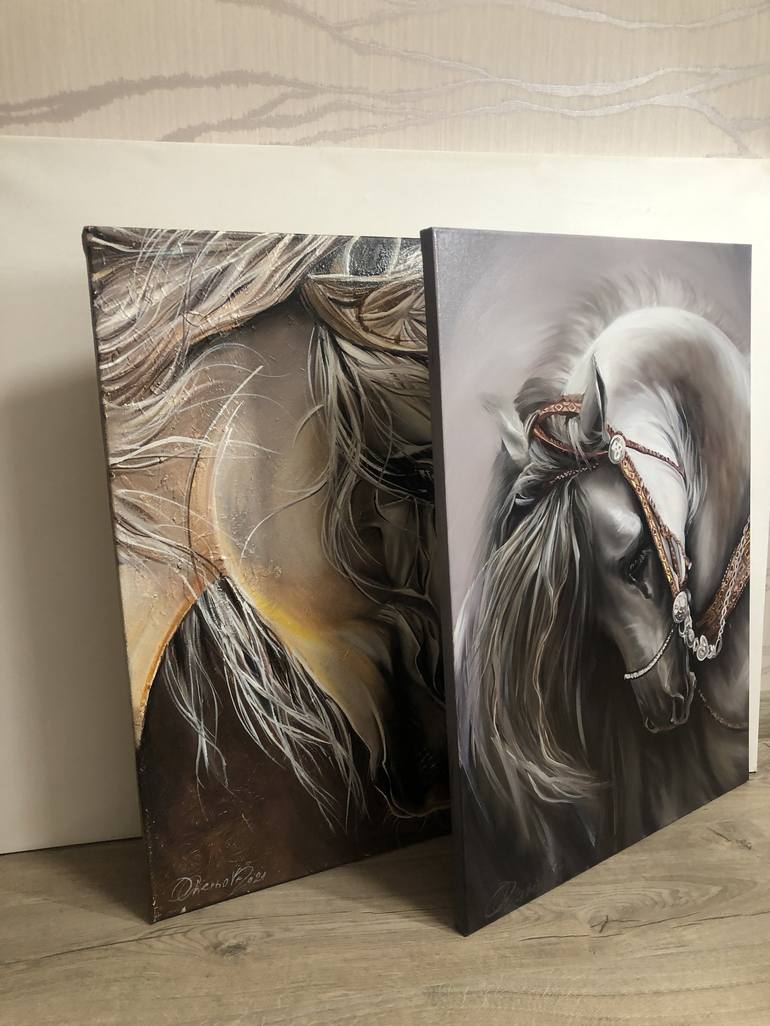 Original Abstract Horse Painting by Olga Chernova