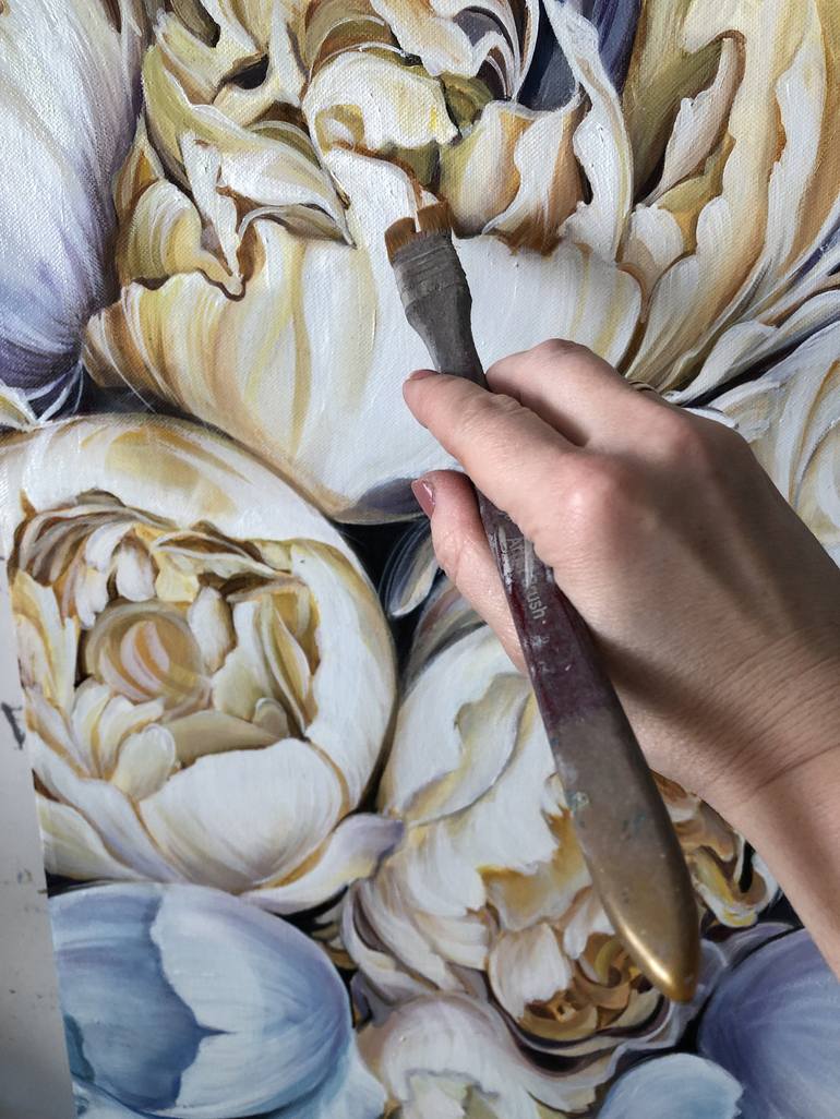 Original Photorealism Floral Painting by Olga Chernova