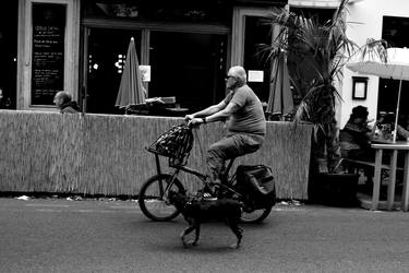 "Paris Man Cycling With His Dog" thumb