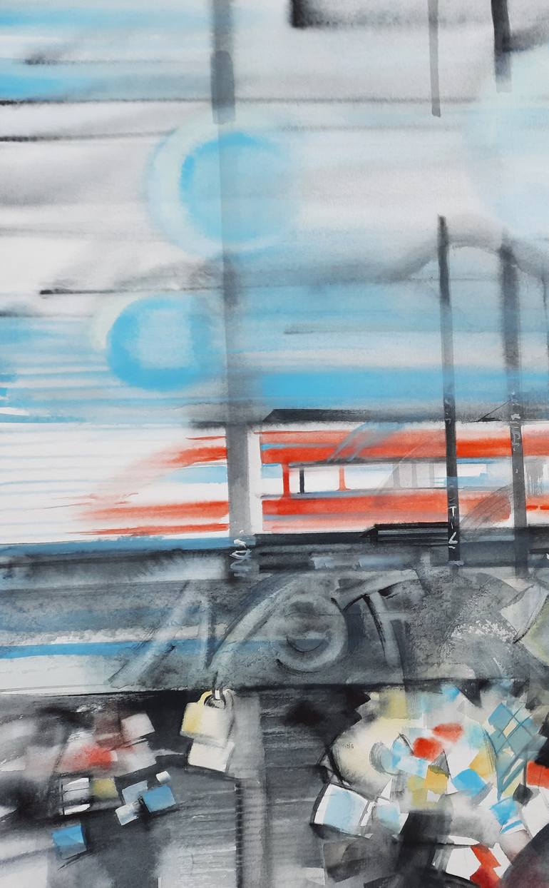 Original Abstract Expressionism Transportation Painting by Galia Rude