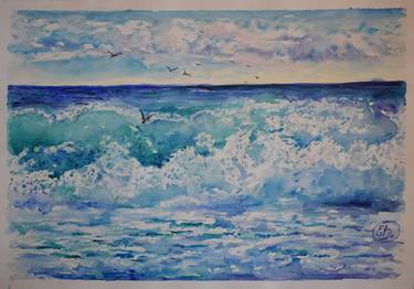 Original Illustration Seascape Paintings by Bogdalena Bah