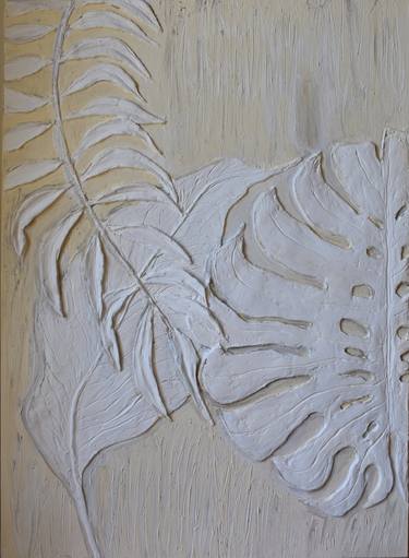 Tropical leaves. Bas-relief thumb