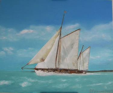Original Fine Art Boat Painting by Snezhana Popova