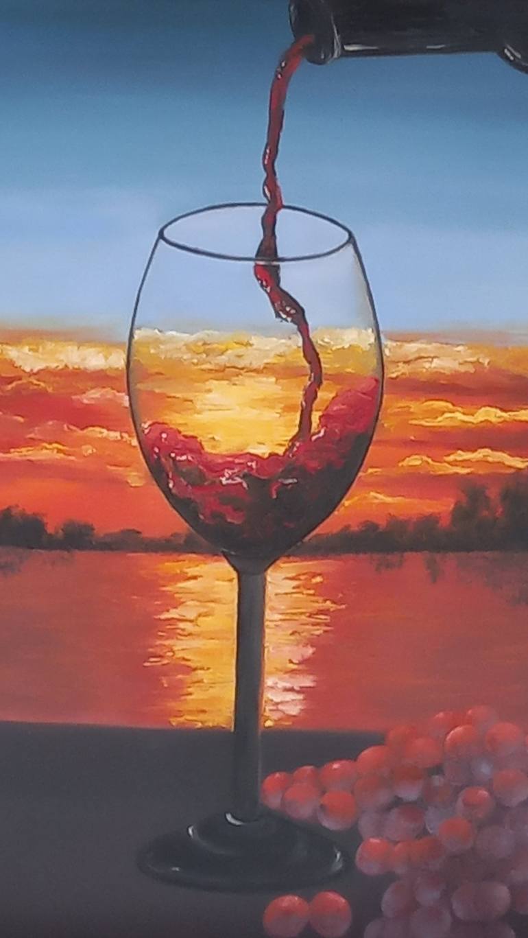 sunset painting on glass