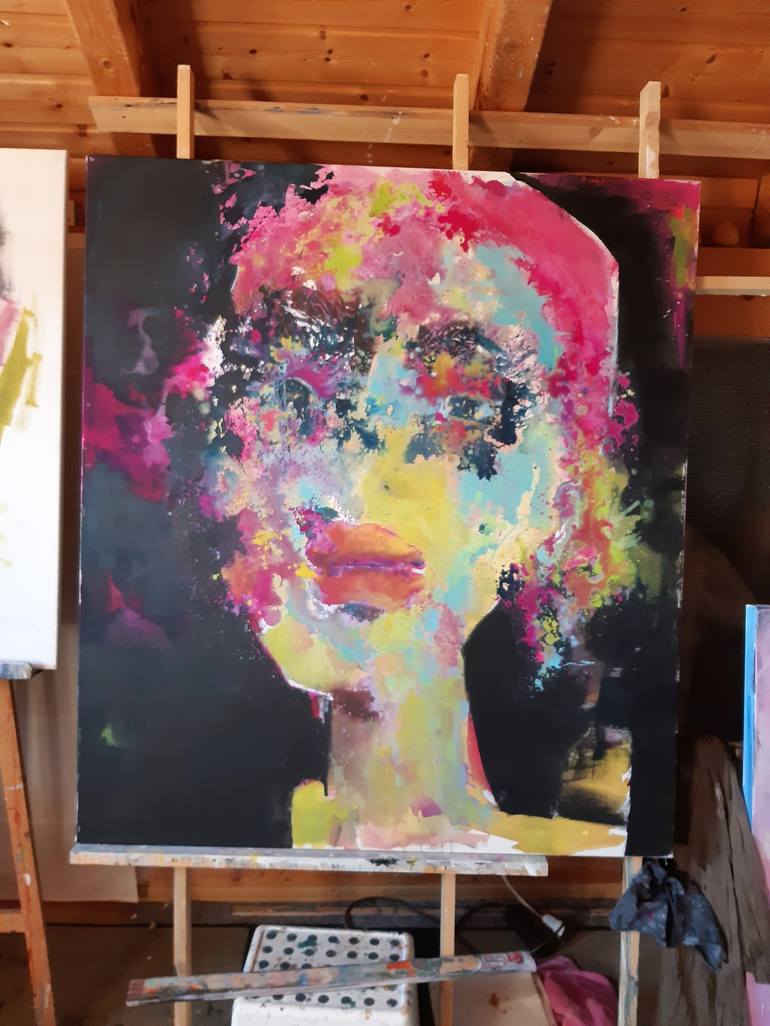 Original Abstract Portrait Painting by Monika Lehmann