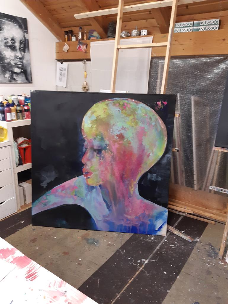 Original Abstract People Painting by Monika Lehmann