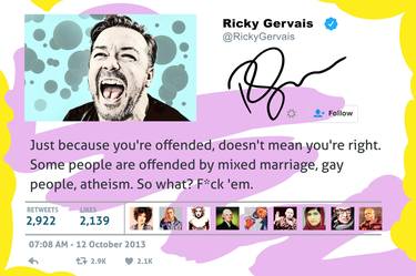 "Ricky Gervais - Because You're Offended, Doesn't Mean You're Right", 2022 - Limited Edition of 500 thumb