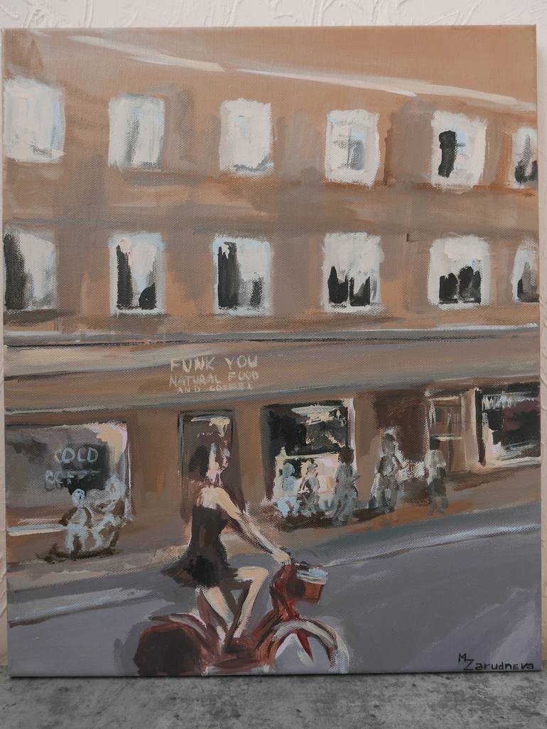 Original Bike Painting by Maria Zarudneva