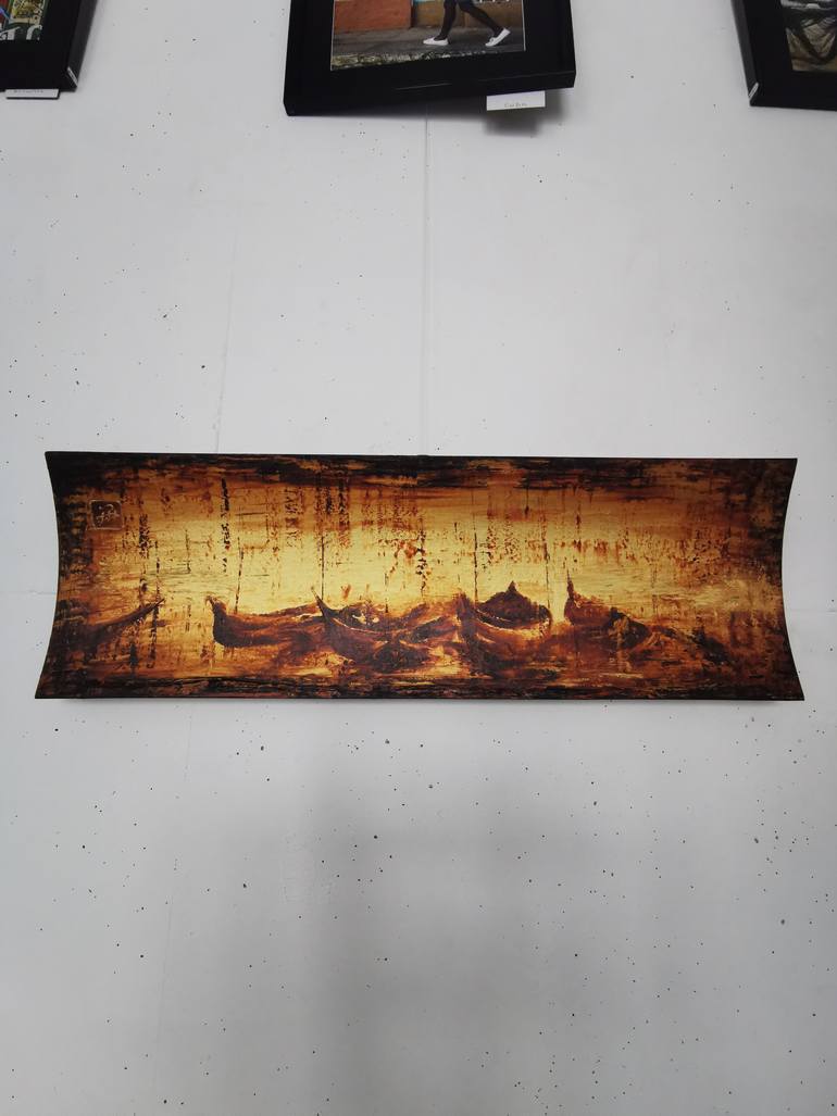 Original Abstract Expressionism Boat Painting by Aloo San