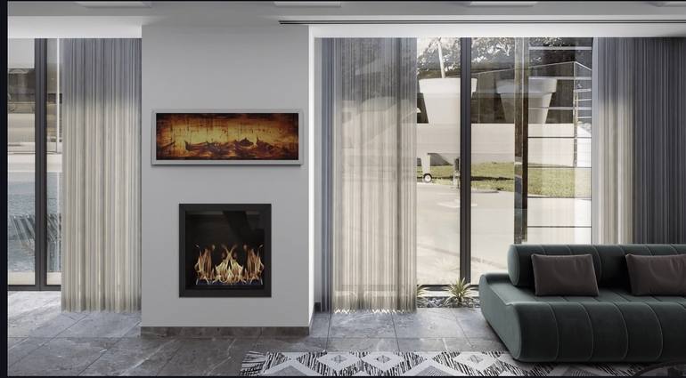 Original Abstract Expressionism Boat Painting by Aloo San