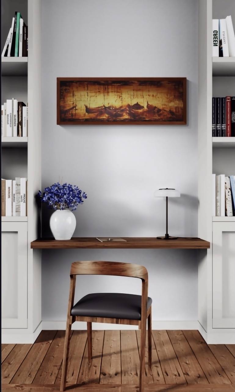 Original Abstract Expressionism Boat Painting by Aloo San