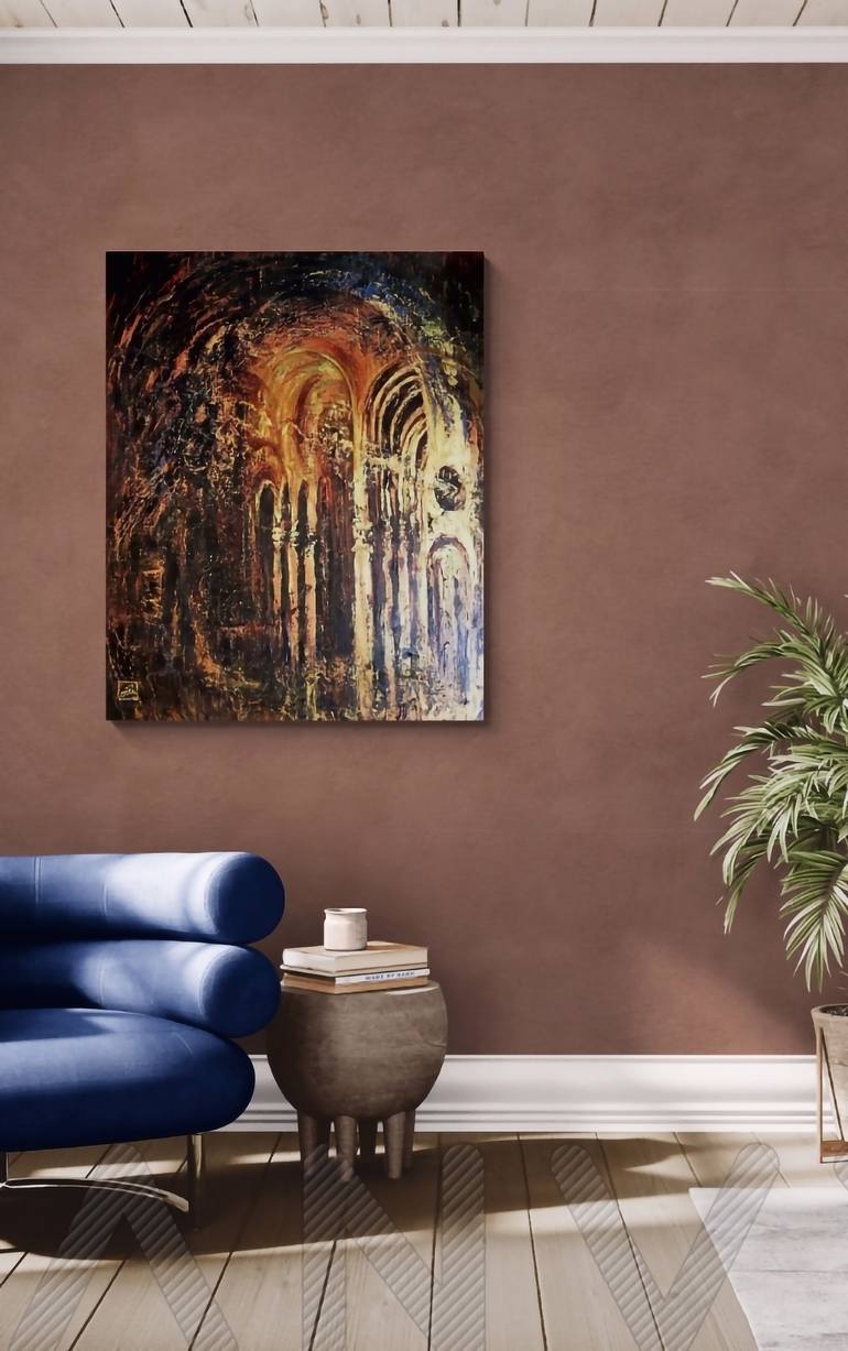 Original Abstract Expressionism Architecture Painting by Aloo San