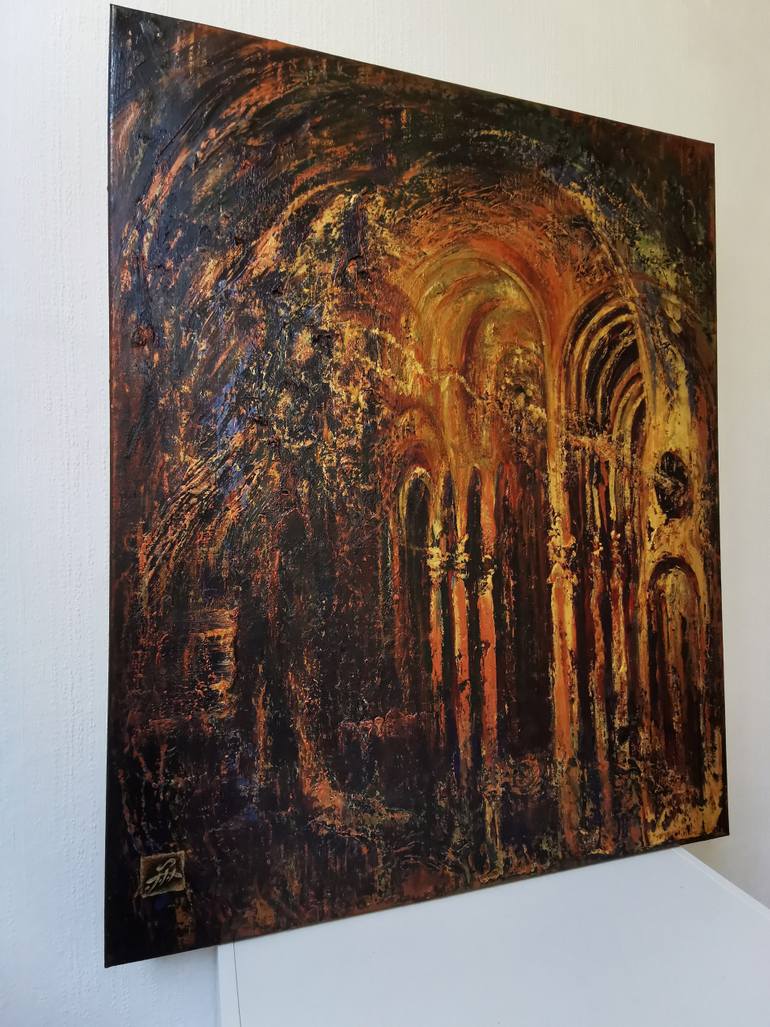 Original Abstract Expressionism Architecture Painting by Aloo San