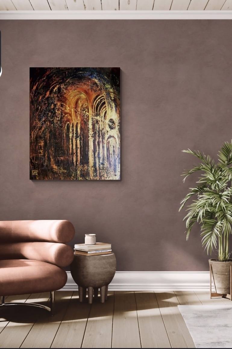 Original Abstract Expressionism Architecture Painting by Aloo San