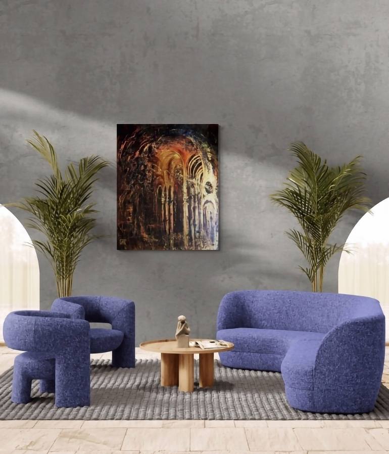 Original Abstract Expressionism Architecture Painting by Aloo San