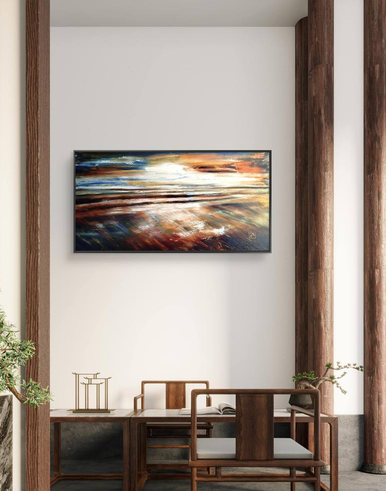 Original Abstract Expressionism Seascape Painting by Aloo San