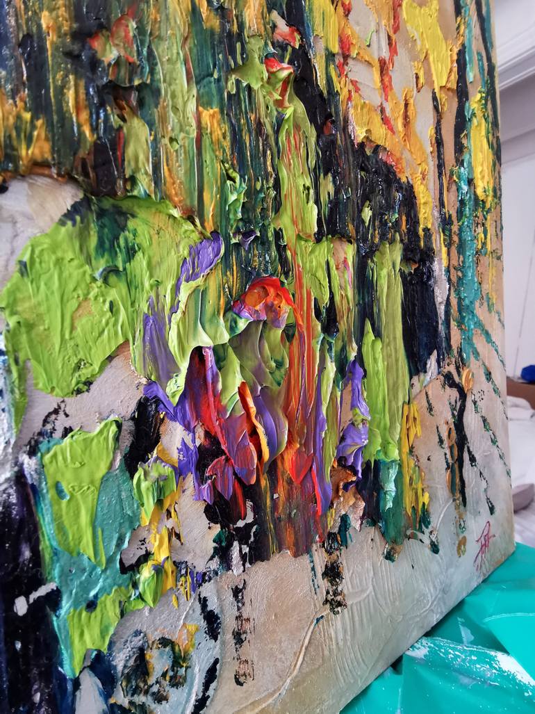 Original Abstract Expressionism Abstract Painting by Aloo San