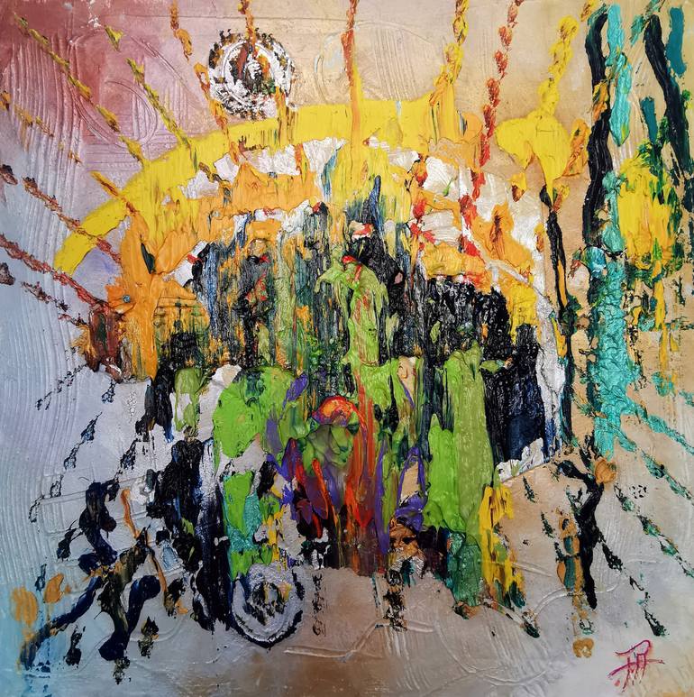 Original Abstract Expressionism Abstract Painting by Aloo San