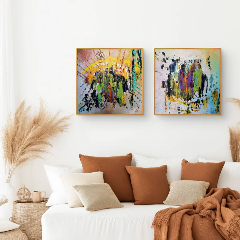 Original Abstract Expressionism Abstract Painting by Aloo San