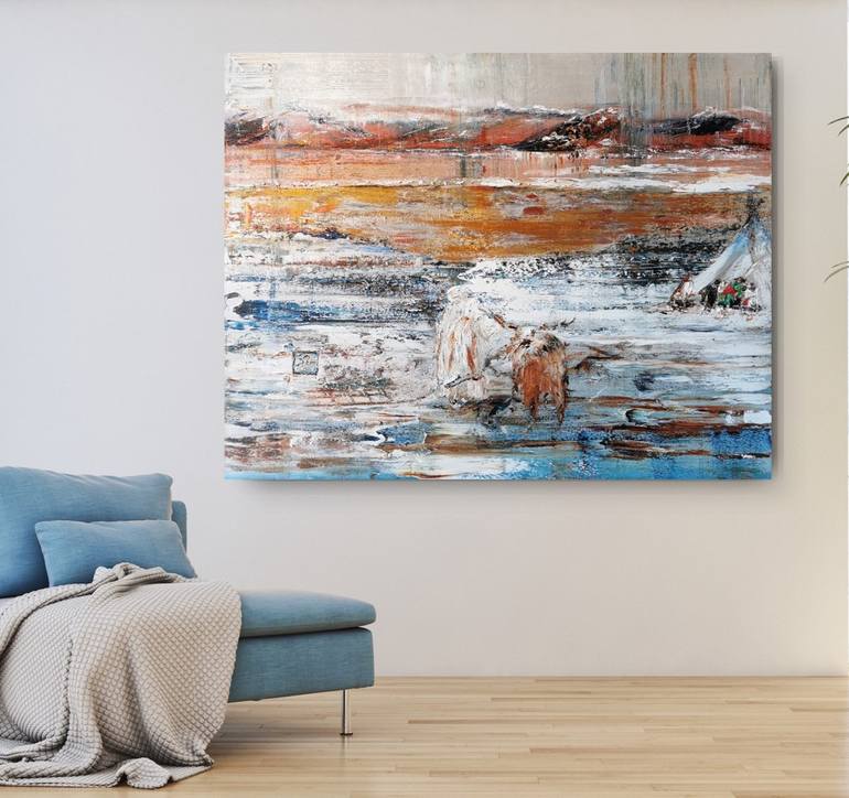 Original Abstract Expressionism Landscape Painting by Aloo San