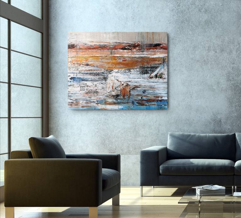 Original Abstract Expressionism Landscape Painting by Aloo San