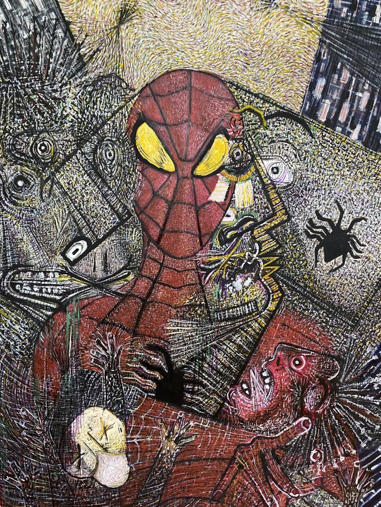 Spiderman Against Covid-19 Painting by Eric Cospi | Saatchi Art