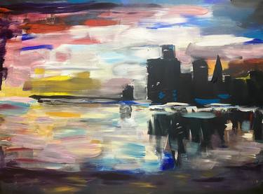 Original Abstract Cities Painting by Albert Hawks