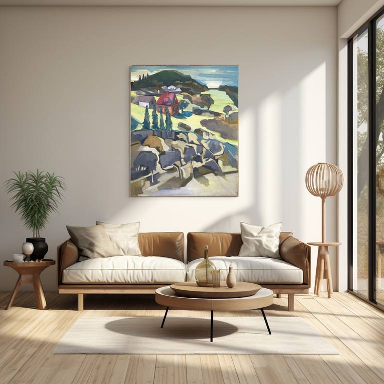 Original Abstract Landscape Painting by Ludmila Borjagina
