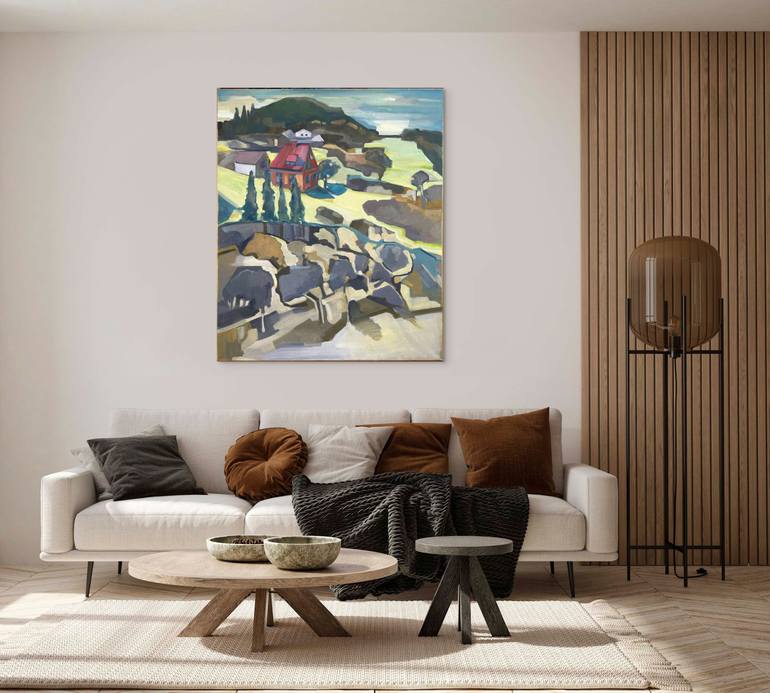 Original Abstract Landscape Painting by Ludmila Borjagina