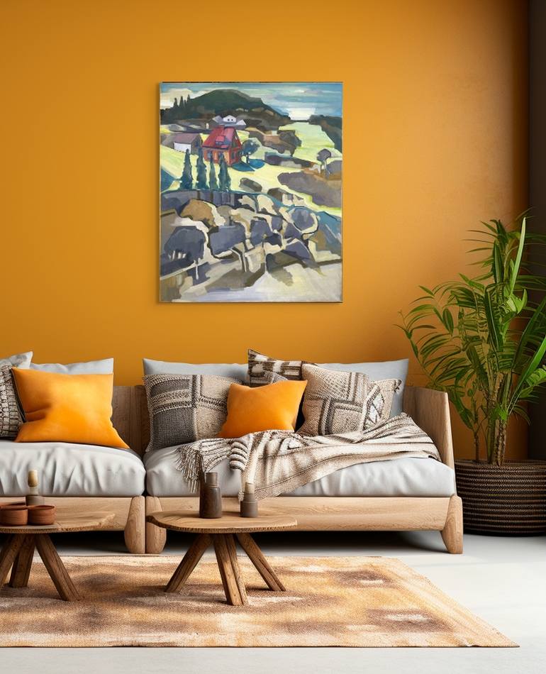 Original Abstract Landscape Painting by Ludmila Borjagina