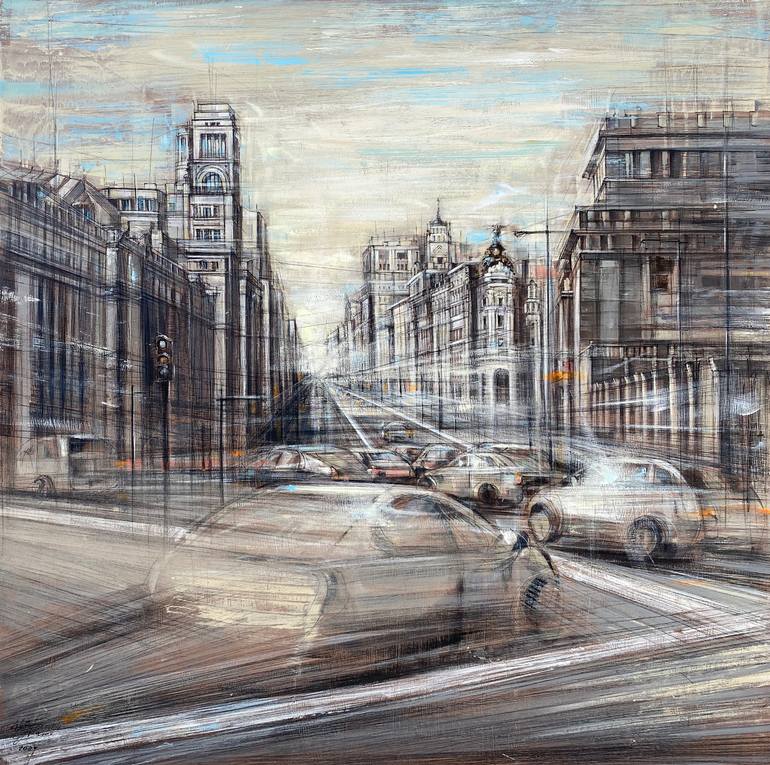 Original Architecture Mixed Media by Natasha Granata | Figurative Art on Wood | Light and motion