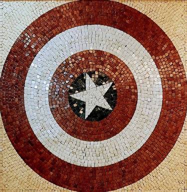 24" Captain america shield marble mosaic marvel artwork thumb