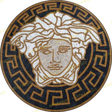 24" Versace marble mosaic artwork medallion customizable design thumb