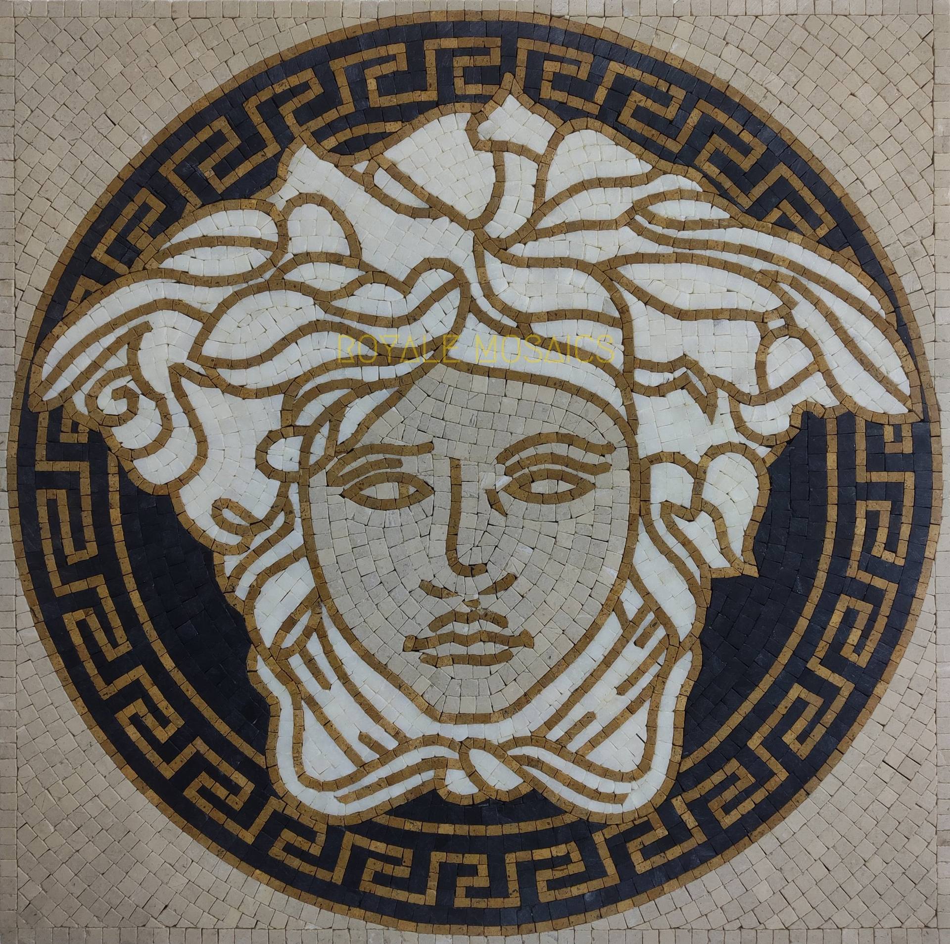 24 Versace Medusa Logo Square Marble Mosaic Handmade Stone Art