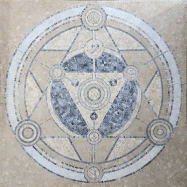 36" Handmade Magic Symbolism Marble Mosaic Arcane Geometry thumb