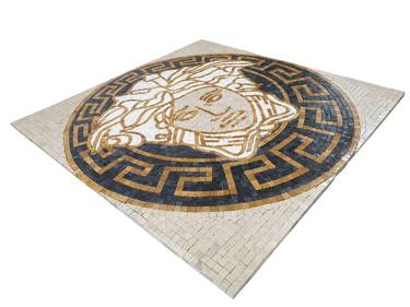 36" Versace logo marble mosaic square handmade medallion artwork thumb