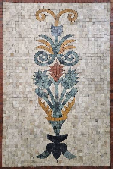 36"x24" Floral Marble Mosaic Handmade Mural Artwork thumb