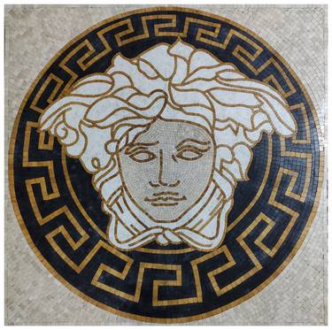 20" Versace Medusa Marble Mosaic Artwork For Wall Floor V1-SQ thumb