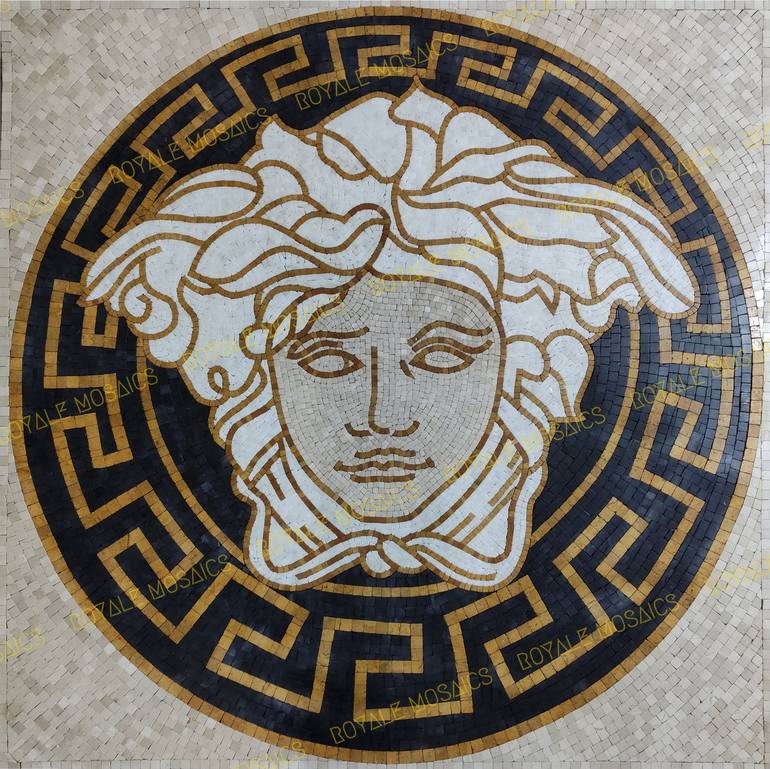 24 Handmade Versace Logo Marble Mosaic Medallion, Medusa Head Mosaik ...